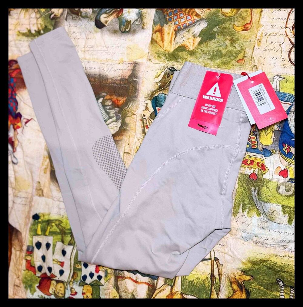 Horze Madison Silicone Knee Patch Riding Tights Breeches US 24 EU 36 Tan NWT - Picture 1 of 12